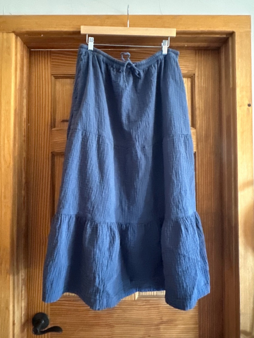 MATE the Label Navy Tiered Midi Skirt